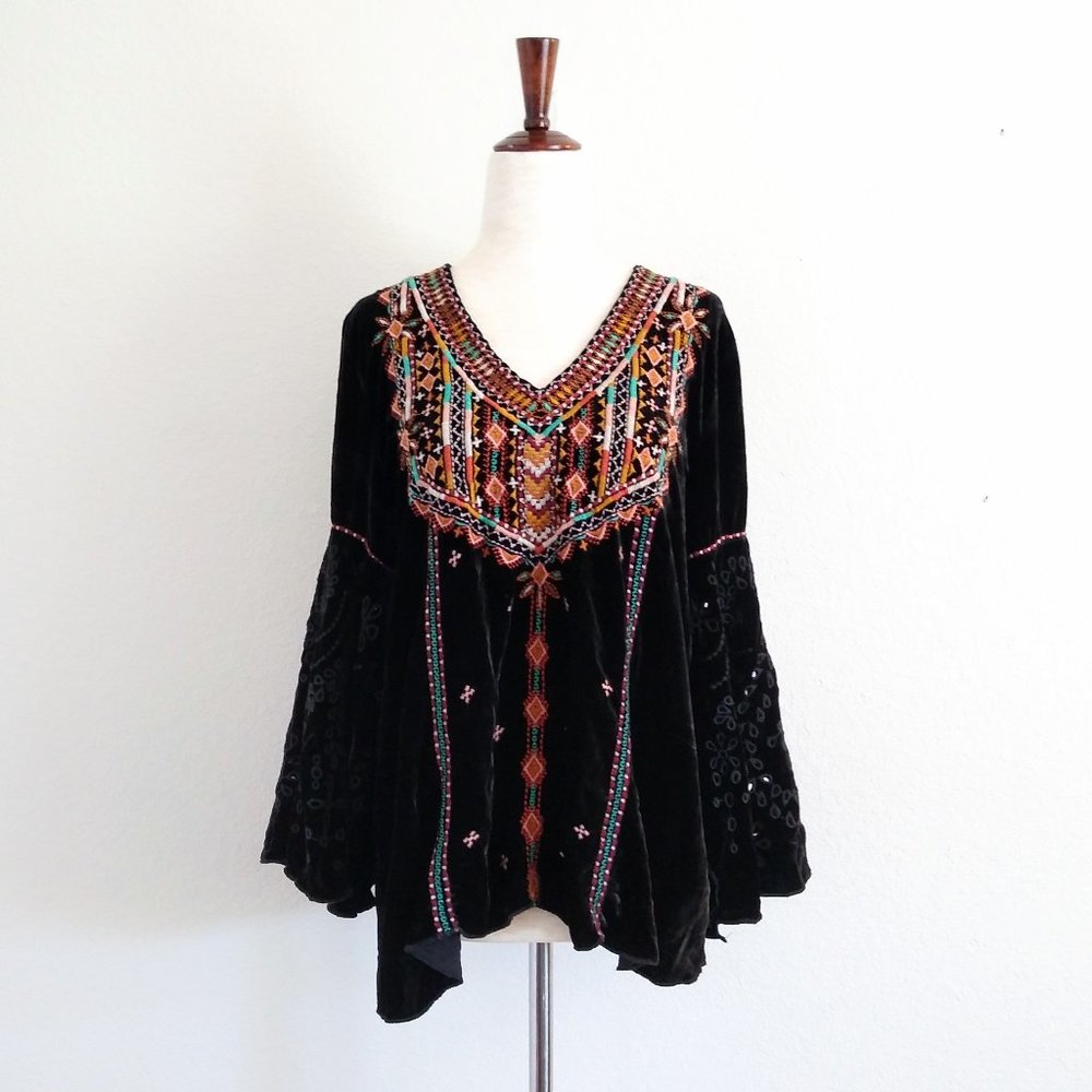 Johnny Was Black Velvet Chiri Swing Blouse